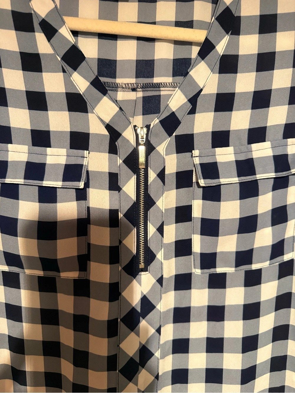 Cato Gingham Blouse in Blue & White Size Medium